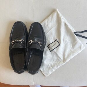 Gucci Men's Black Leather Slip-On Loafers